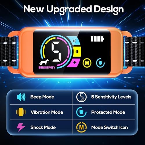 Bark Collar, 2 Pack Smart Dog Bark Collar for Large Medium Small Dogs, Training Collar with Beep Vibration Harmless Shock (Orange)
