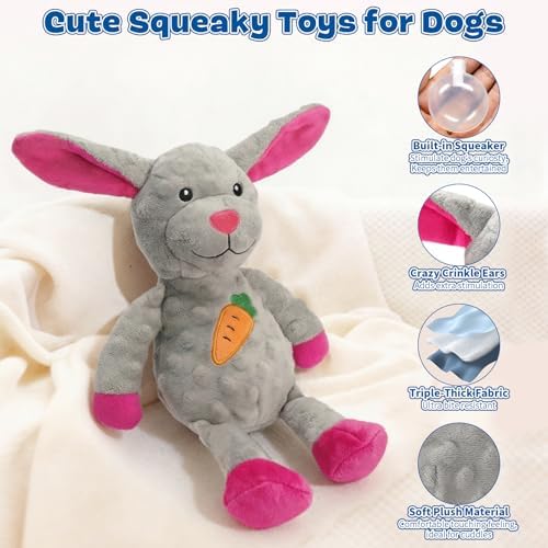 loncoldy Plush Dog Toys for Large Dogs, Tough Chew Toys for Dogs, Stuffed Animals Dog Squeaky Toy for Large Medium Small Breed, Interactive Crinkle Dog Toy, Pet Toys to Keep Them Busy