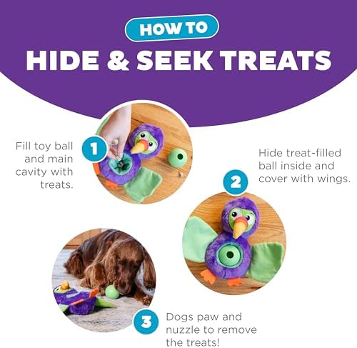 Outward Hound by Nina Ottosson Hide-Ablez Plush Dog Puzzle with Treat Ball, Toucan, Multicolored