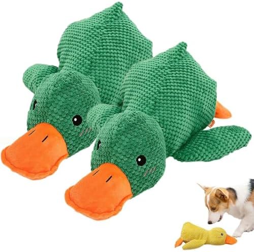 2026 New Mellow Calming Duck Dog Toy, Calming Duck Toy for Dogs, Interactive Toy with Quack Sound, Soft Plush Stuffed Calming Duck Pillow, Durable Stuffed Dog Puppy Toys for Puppy Keep Busy (2Pcs C)