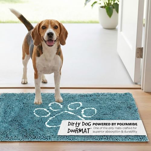 Dog Gone Smart Dirty Dog Doormat - Fast Drying Rug with Super Gripper Backing for Clean Floors - Super Absorbent and Machine Washable Mat for Muddy Paws - Pacific Blue | Super Gripper Backing for Clean Floors - Absorbent Microfiber and Machine Washable...