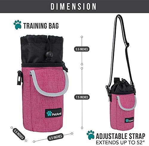 PetAmi Dog Treat Pouch, Large Hands-Free Training Bag, Pink