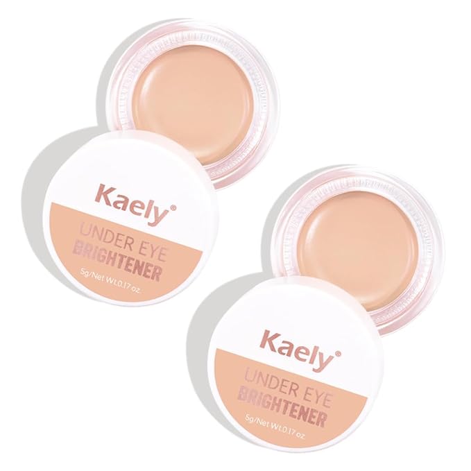 Kaely 2Pcs under Eye Brightener, Conceal Brighten Dark Circles, Color Correcting Pot Concealer for Dark Circles, corrector de ojeras, Waterproof, Vegan Makeup & Cruelty-Free, 07 Fair Shimmer