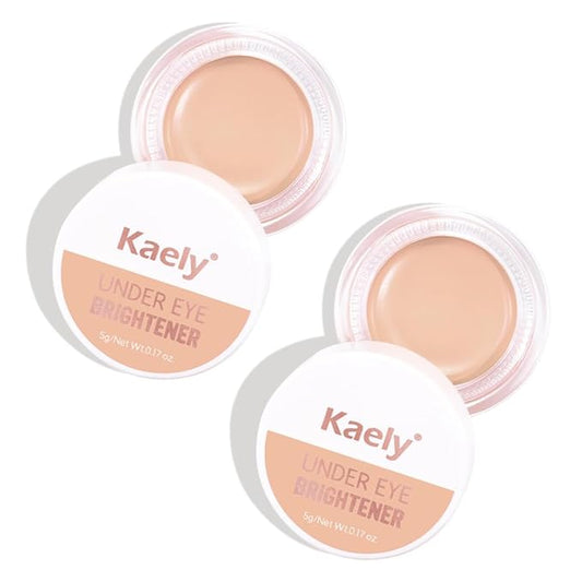 Kaely 2Pcs under Eye Brightener, Conceal Brighten Dark Circles, Color Correcting Pot Concealer for Dark Circles, corrector de ojeras, Waterproof, Vegan Makeup & Cruelty-Free, 07 Fair Shimmer