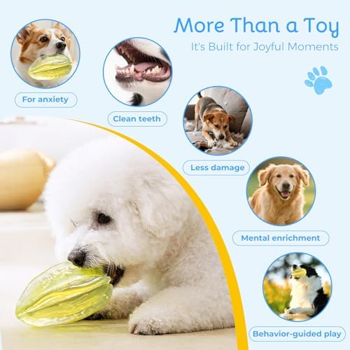 Ruffoo Dog Teething Chew Toy with Built-in Crinkle Paper, Soft TPR Puppy Enrichment Toys for Teething, Boredom Relief, Soothes Achy Gums, Enrichment to Keep Small Dogs and Puppies Busy