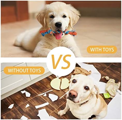 Toozey 7 Pack Small Dog Toys, Puppy Teething Toys, Durable Ropes Chew Toys, Cute Calf Squeaky Dog Toys, Non-Toxic and Safe