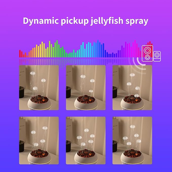 Upgrade Dynamic Jellyfish Diffuser, 250ML Cool Mist Humidifier with 7 Color-Changing Lights, Smoke Ring Effect, Remote Control and 4/8H Timer Setting for Home Bedroom Office Yoga,Auto Shut-Off