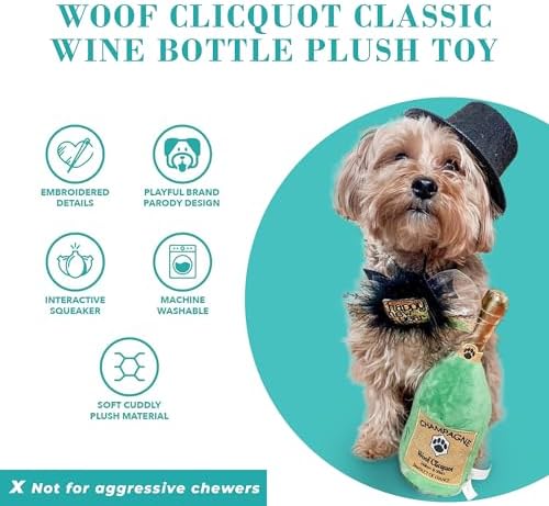 Haute Diggity Dog Woof Clicquot Classic Plush Dog Toy Wine Parody Chew Toys