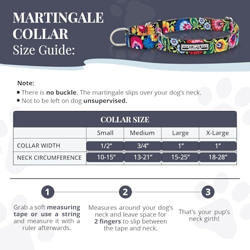 Lucky Love Dog Martingale Collar for Medium Dogs Cute – Blackbird, Medium