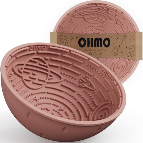 OHMO Slow Feeder Bowl & Lick Mat for Dogs, Galaxy Design, 6.3", Coral