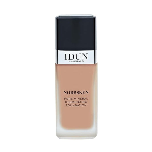IDUN Minerals Liquid Norrsken Foundation - Silky Smooth Coverage - Luminous, Dewy Finish for Dry and Dull Skin - Water Resistant and Vegan Makeup - 220 Runa - Neutral Olive Beige - 1.01 oz
