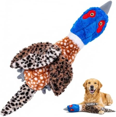 24” Jumbo Quilted Duck Dog Toy – Durable Tie-Dye Plush Bird with Double Squeakers & Crinkle Sound, No Stuffing Interactive Toy for Medium & Large Dogs