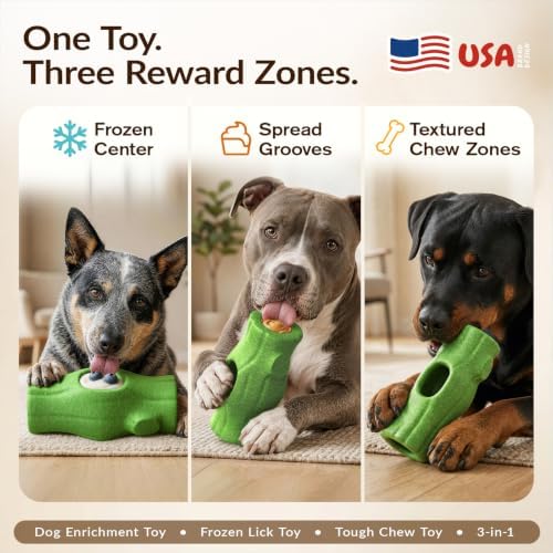 KADTC XL 3-in-1, Frozen Treat Dog Toy, Tough Chew Toy, Lick Bone for Dogs