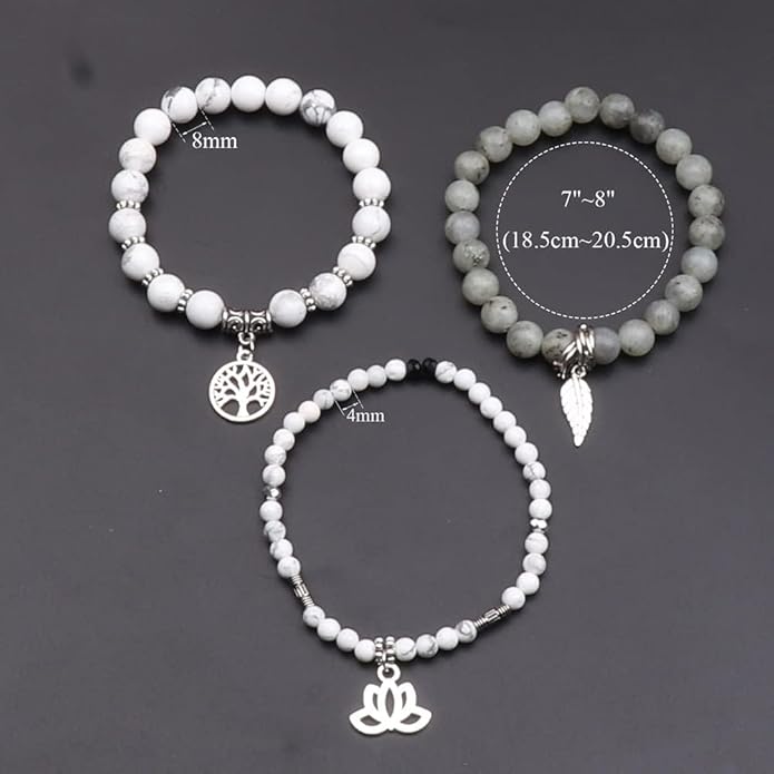 UEUC Tree of Life Yoga Healing Stone Bracelets,Multilayer Lotus Chakra Stone Reiki Bracelet Sets,Anxiety Crystal Natural Stone,for Women Stress Relief