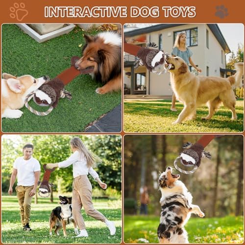 Large Plush Squeaky Dog Toys with Crinkle Paper, Tug of War Pull Toys for Puppies, Interactive Dog Chew Toys for Small, Medium and Large Dogs