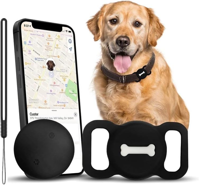 Dog GPS Tracker Collar Attachment with Silicone Case, Black