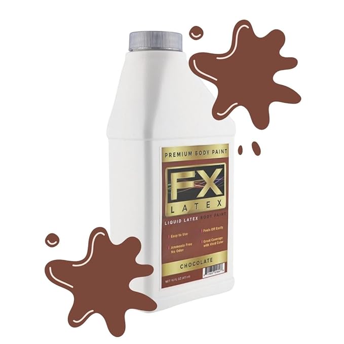 Liquid Latex - Face and Body Paint, Ammonia Free, Easy On and Off, Cosplay Makeup, Create Professional Monster, Zombie Arts 16 Oz (Chocolate)
