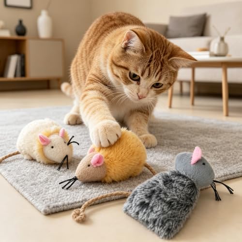 3 Pcs Refillable Catnip Toys for Cats with 3 Pcs Catnip Bags, Plush Refillable Catnip Toys, Interactive Catnip Toys for Exercise and Play, Catnip Toys Mouse