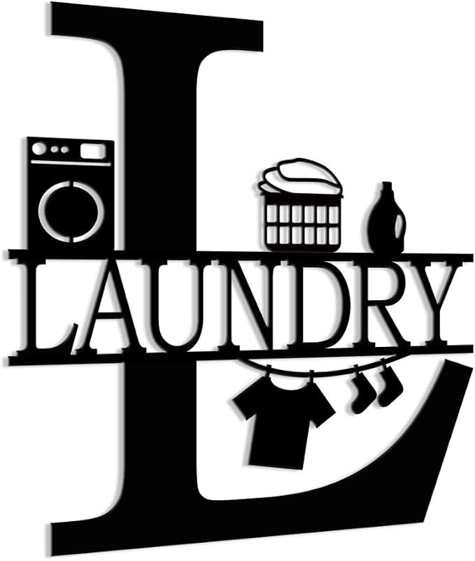 XORT Laundry Room Decor for Wall Farmhouse Laundry Sign, Vintage Metal Laundry Sign for Laundry Room Shelf Laundry Wall Art (Black - 10 x 12 inch)