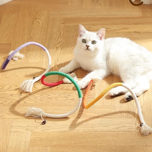 Cat Chew Rope Toys 3PCS Catnip Infused Dental Chew Ropes 27.6 Inch Interactive Indoor Kitten Toys for Teething Cleaning Teeth and Play
