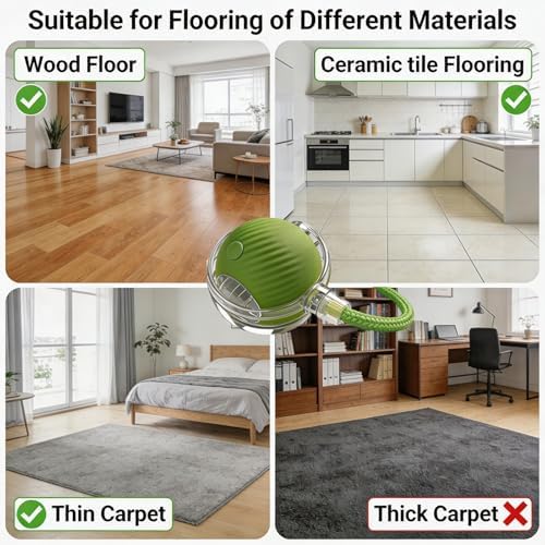 Interactive Smart Wake Pet Ball with Teaser Tail for Cats & Dogs（Green）