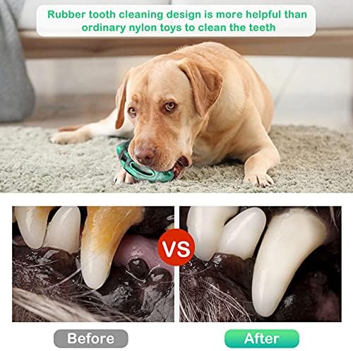 Pawzone 2 Pack Squeaky Dog Toys for Aggressive Chewers Large Medium Small Puppy Interactive Dog Chew Toy Durable Rubber Indestructible Tough Ball (Blue Green)