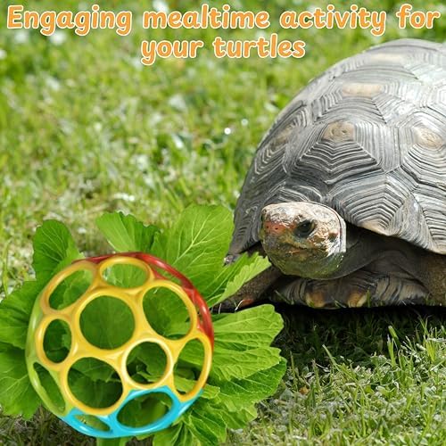 Aquatic Turtle Feeder Treat Ball Toys, Turtle Feeder Ball, Aquatic Tortoise Enrichment Toys, Aquarium Toy for Turtles, Aquarium Accessories, Tortoise Habitat Accessories (Yellow, 3.7'')