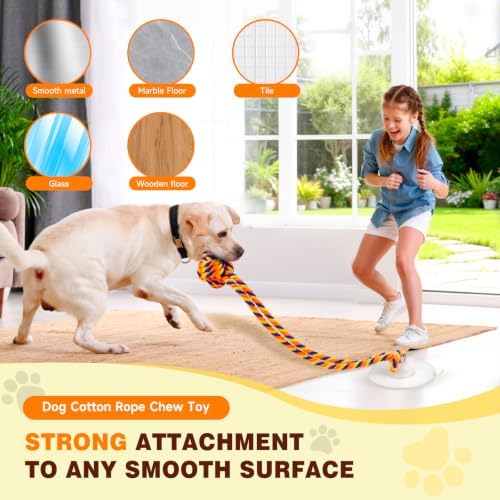 Interactive Dog Toy for Tug of War with Rope Ball for Small Dogs,Orange