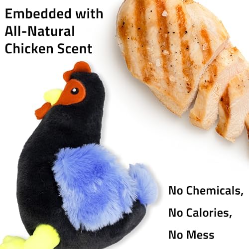 Playology Plush Hen Chew Toy for Large Dogs - Medium, Chicken Scent