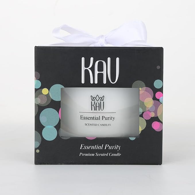 Scented Candles for Home Décor - KAV Dancing Rain Premium Scented Candle for Women Men, Embedded Stone and Soy Wax in 3 oz Glass Jar, Natural Aromatherapy (Essential Purity)