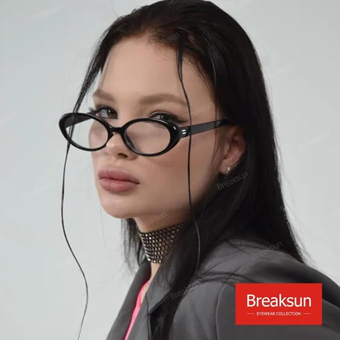 Breaksun Retro Oval Sunglasses for Women Men Fashion Small Oval Sunglasses 90s Vintage Shades