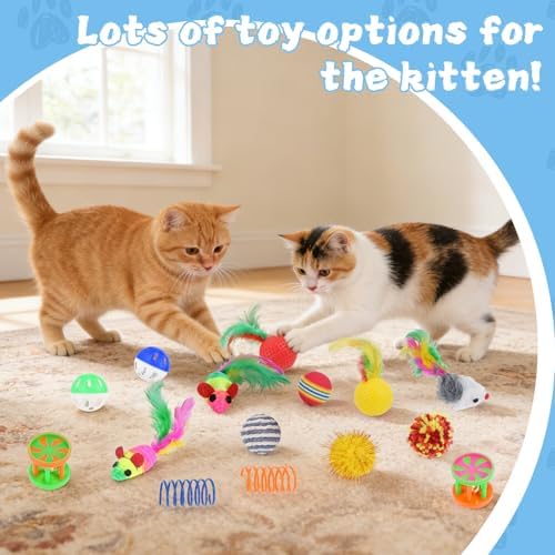 Foxtell Cat Ball Pit Include 226 PCS Interactive Cat Toys for Indoor Bored Self Play Enrichment Toy for Indoor Cats Interactive Fun and Exercise