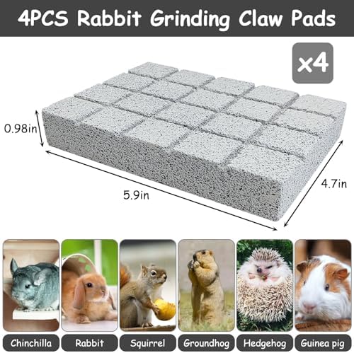 Hamiledyi 4PCS Rabbit Scratching Pads Bunny Lava Grinding Claw Pads Small Animal Foot Pads Hamster Scratch Board Chew Toys for Gerbil Chinchilla Hedgehog Guinea Pig Cage Accessories