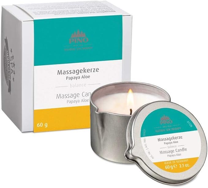 PINO Massage Oil Candle - Scented Candle Melts Into Hydrating Massage Oil - 2.1 oz. - Papaya Aloe - Can Be Used As Massage Candle for Couples, Aromatherapy Candle, or Relaxing Candle