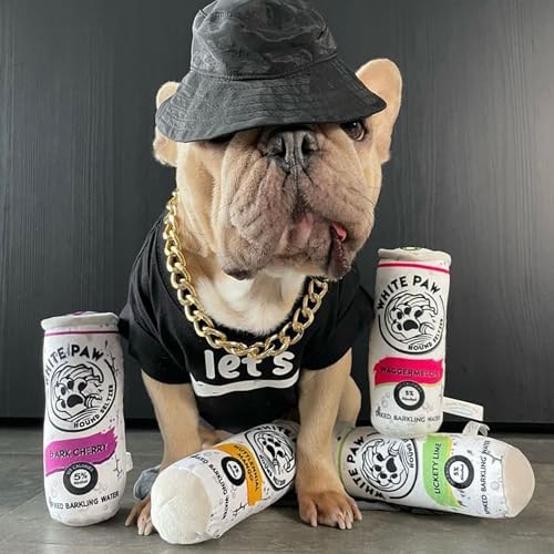 Haute Diggity Dog White Paw Can Plush Dog Toy, Drink Parody Chew Toys