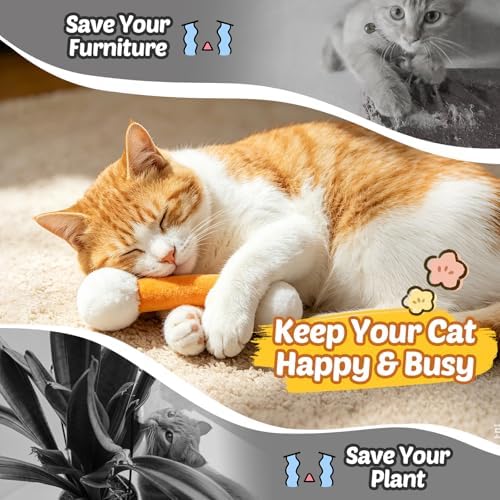 CiyvoLyeen Plush Cotton Swab Catnip Toys for Indoor Cats 6 Pack