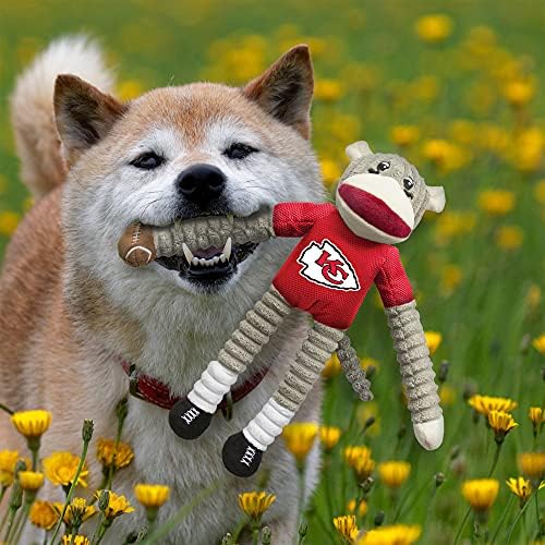 Littlearth NFL Kansas City Chiefs Sock Monkey Pet Toy, Team Color, One Size