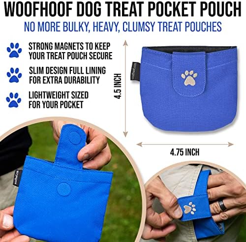 Dog Treat Pouch, Blue Pocket Sized Training Reward Pouch - Lightweight Dog Treat Holder with Magnetic Flap for Stability, Perfect Dog Accessories, Made of Durable Nylon, Machine Washable