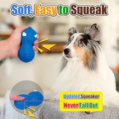 HOLYSTEED Latex Squeaky Dog Toys for Medium Dogs, 3pcs Peanut Squeak Balls