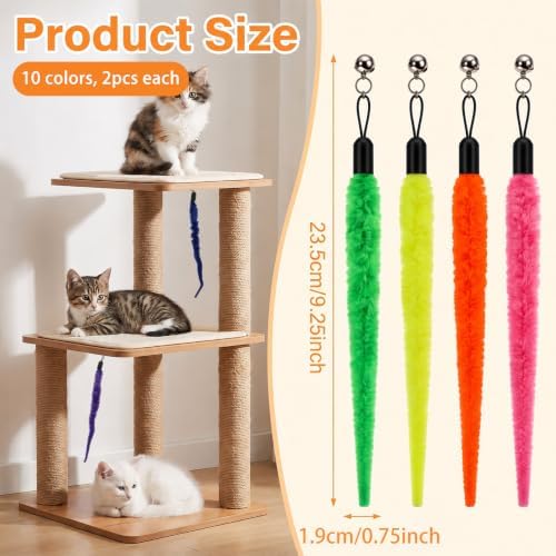 20 Pcs Cat Worm Toy Refills, Interactive Wand Attachments for Indoor Cats
