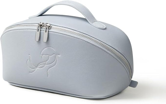 EACHY Travel Makeup Bag, Large Capacity Cosmetic Bag for Women, Waterproof PU Leather, Flat Open Portable Toiletry Bag for Skincare, Brushes & Travel Essentials