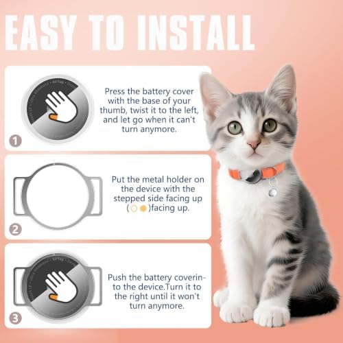 AirTag Cat Collar, Elastic Tracker Collar with Airtag Holder and Bell | Compatible with Apple Air Tag, Lightweight & Scratch Resistant, Adjustable Stepless GPS Pet Collar for Cats Kittens, Orange