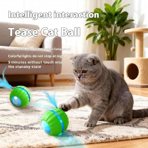 2PCS Interactive Cat Toys for Indoor Cats,Automatic Moving Kitten Toys