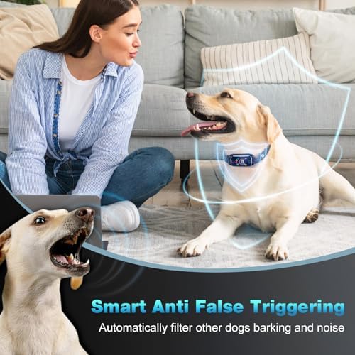Dog Bark Collar for Large Medium Small Dogs,Smart Automatic AI Bark Collar for Dogs,Effective Anti-Barking Training Collar, with IP67 Waterproof, 4 Safe Training Modes and 8-Level Sensitivity