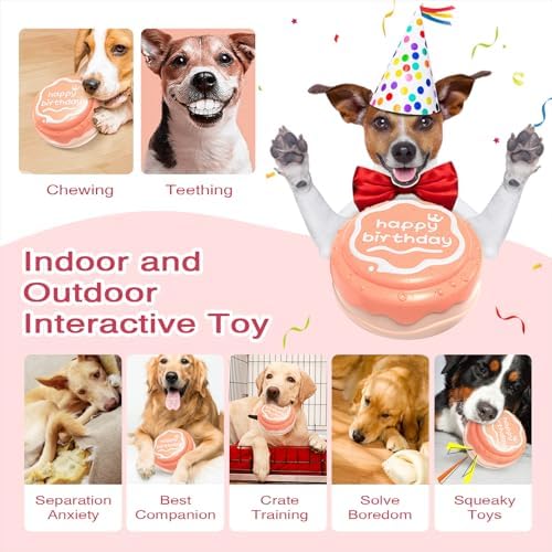 TLKNG Large Size Cake Squeaky Dog Toy for Medium/Large Dogs Breed Aggressive Chewers Durable Bouncy Pink Squeak Toys