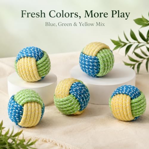 No Catnip Cat Toy Balls, 6 Pack Crinkle Chew Toys (Lime)