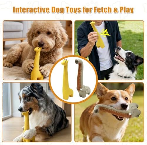 SCHITEC Latex Squeaky Dog Toys, Animal Toy Set for Small Puppies & Medium Breed Dogs, Interactive Puppy Play for Boredom Relief
