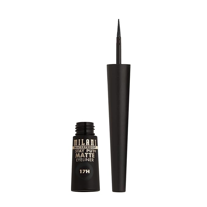 Milani Stay Put Matte Liquid Eyeliner - Black, Waterproof, 17H Wear, Cruelty-Free, Vegan, Smudgeproof, Long Lasting
