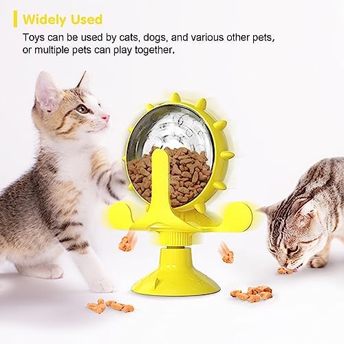 Cat Dog Treat Dispenser Toy - Cat Interactive Feeder (Yellow)