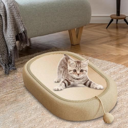 Cat Scratcher Lounge with Interactive Toy Ball Training Kitten Scratcher Board Pad Sofa Furniture Protection for Pet Gift, Large